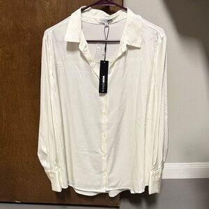 Fashion Nova Cream Button Down Shirt